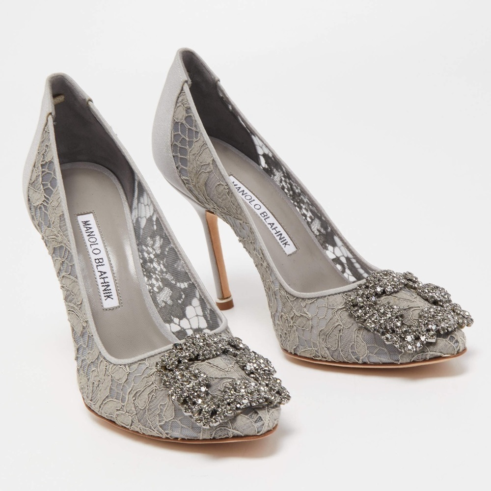 BNWT Manolo Blahnik Floral Print Satin BB Pumps - 39.5 - Picture 5 of 14